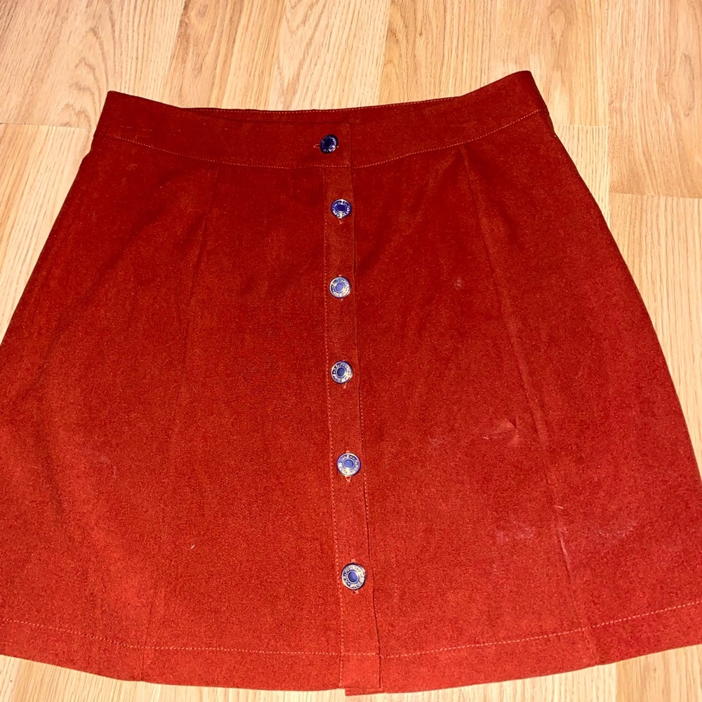 shein burgundy orange high waisted skirt !!